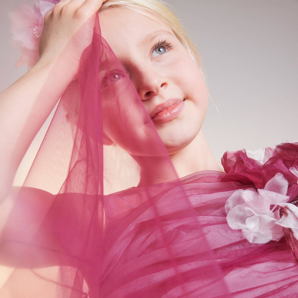 Marchesa Kids Couture-Розовое платье из тюля для девочек | Childrensalon Outlet
