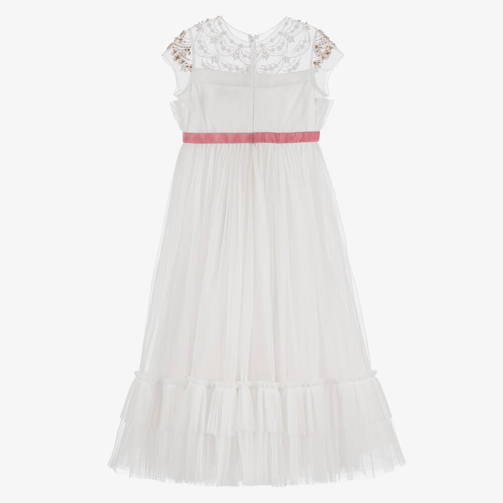 Marchesa Kids Couture-Girls Elegant White Embellished Tulle Gown | Childrensalon Outlet