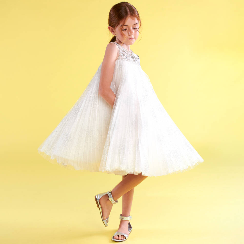 Marchesa Kids Couture-Girls Ivory Tulle & Crystal Dress | Childrensalon Outlet