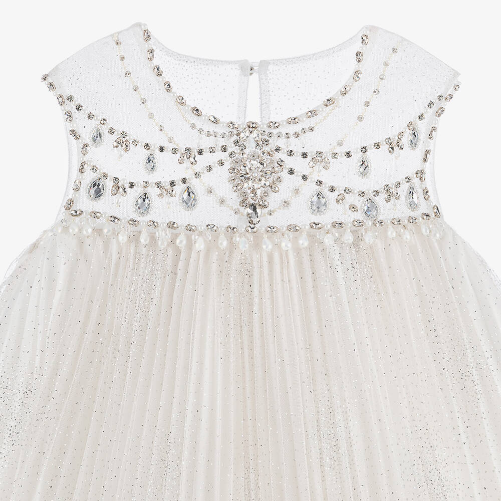 Marchesa Kids Couture-Girls Ivory Tulle & Crystal Dress | Childrensalon Outlet