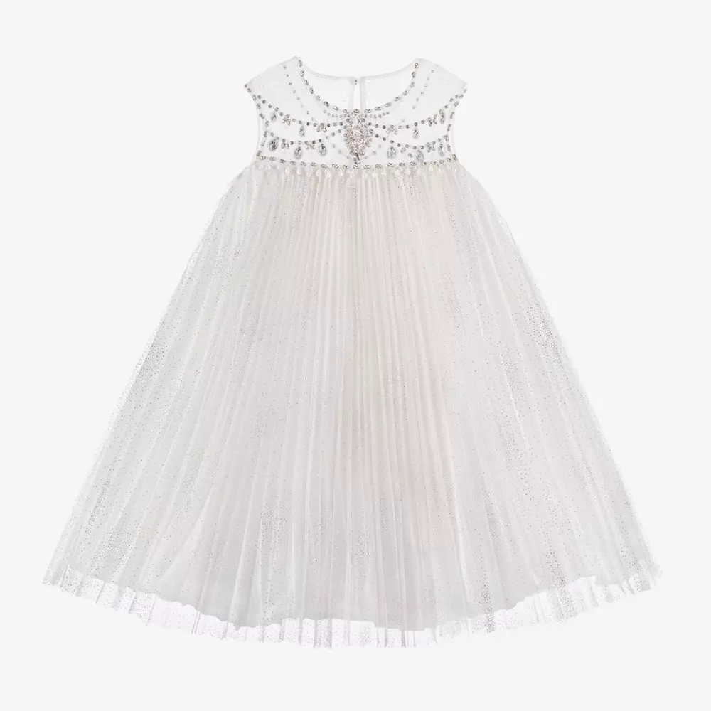 Marchesa Kids Couture-Girls Ivory Tulle & Crystal Dress | Childrensalon Outlet