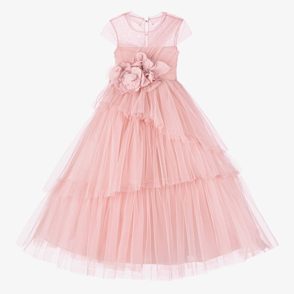Marchesa Kids Couture-Girls Pale Pink Tulle Gown | Childrensalon Outlet