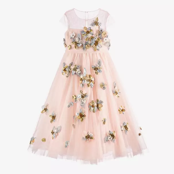 Marchesa Kids Couture-Girls Pink Floral Tulle Dress | Childrensalon Outlet