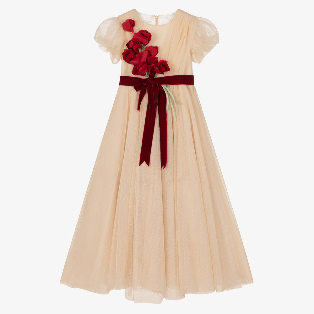 Marchesa Kids Couture - Robe rose tulle plumetis Fille  | Childrensalon