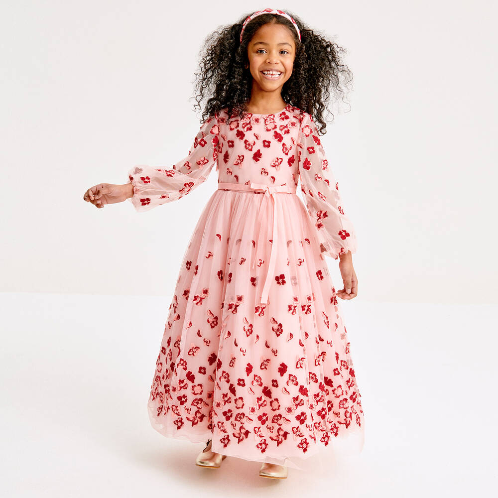 Marchesa pink shop floral dress