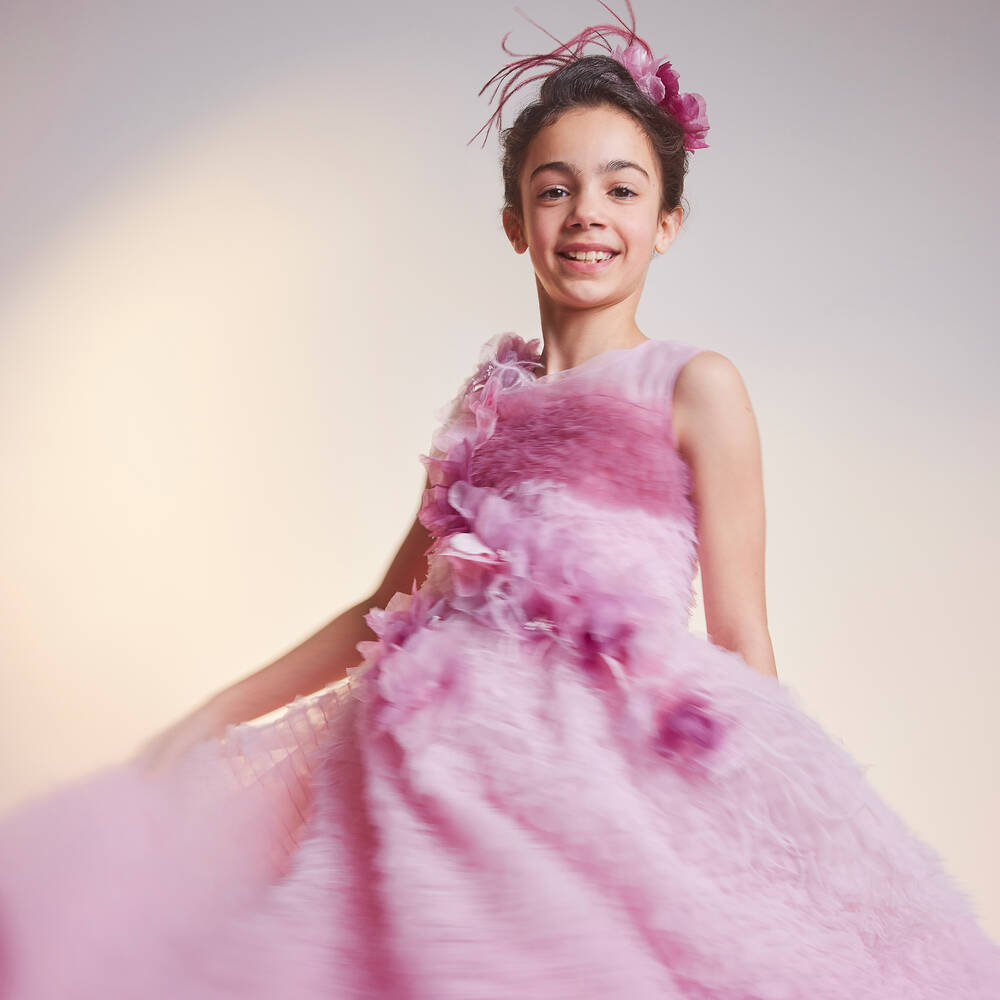 Marchesa Kids Couture-Girls Pink Ruffle Tulle Dress  | Childrensalon Outlet