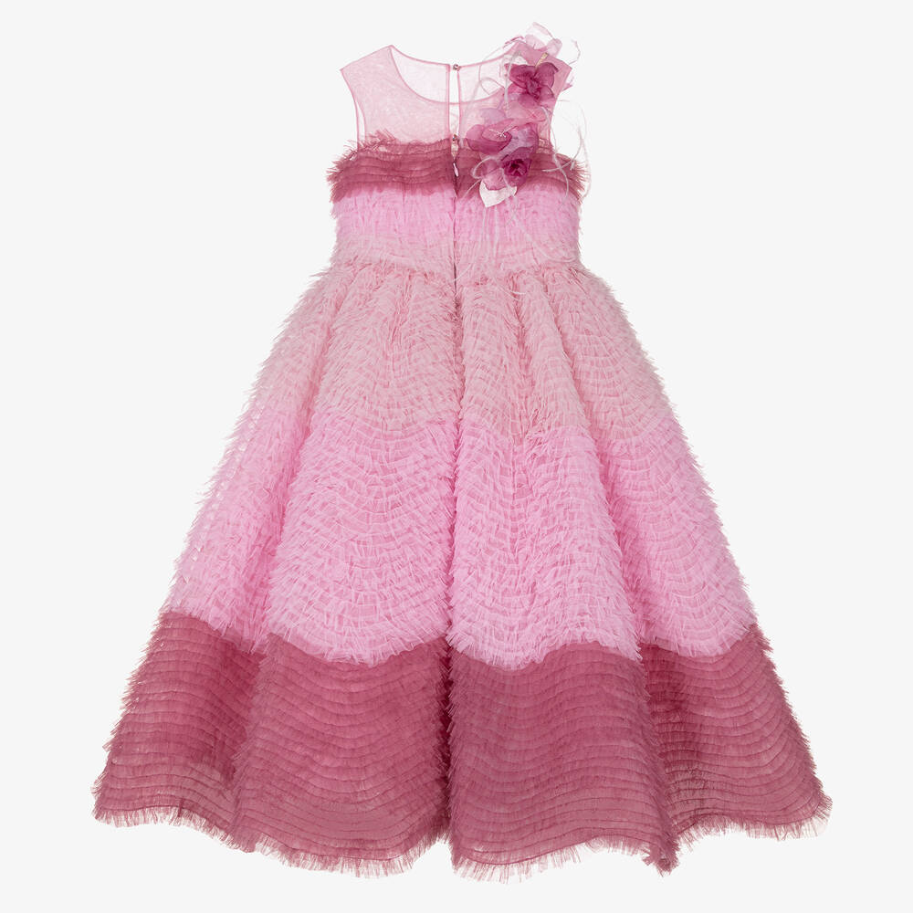 Marchesa Kids Couture-Girls Pink Ruffle Tulle Dress  | Childrensalon Outlet