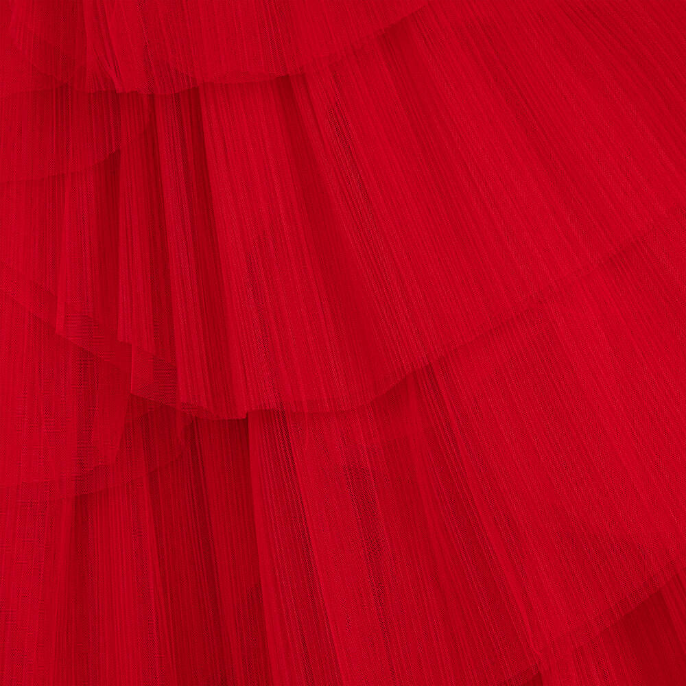 مارشيزا كيدز كوتور-فستان تول بطبقات وكسرات لون أحمر | Childrensalon Outlet