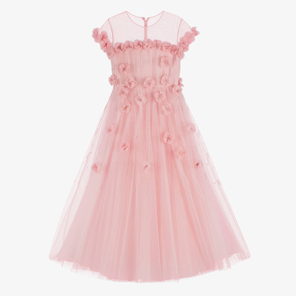 Marchesa Kids Couture-فستان بناتي مزين بالورود الوردية والترتر | Childrensalon Outlet