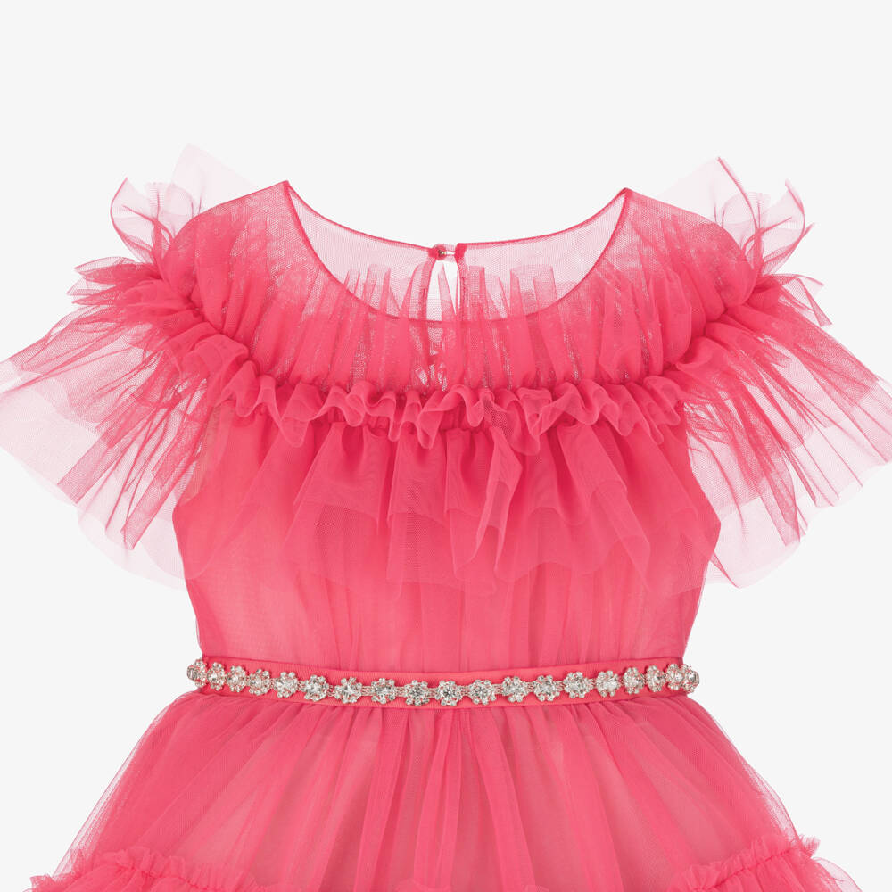 Marchesa Kids Couture-Girls Rosy Tulle Layered Gown | Childrensalon Outlet