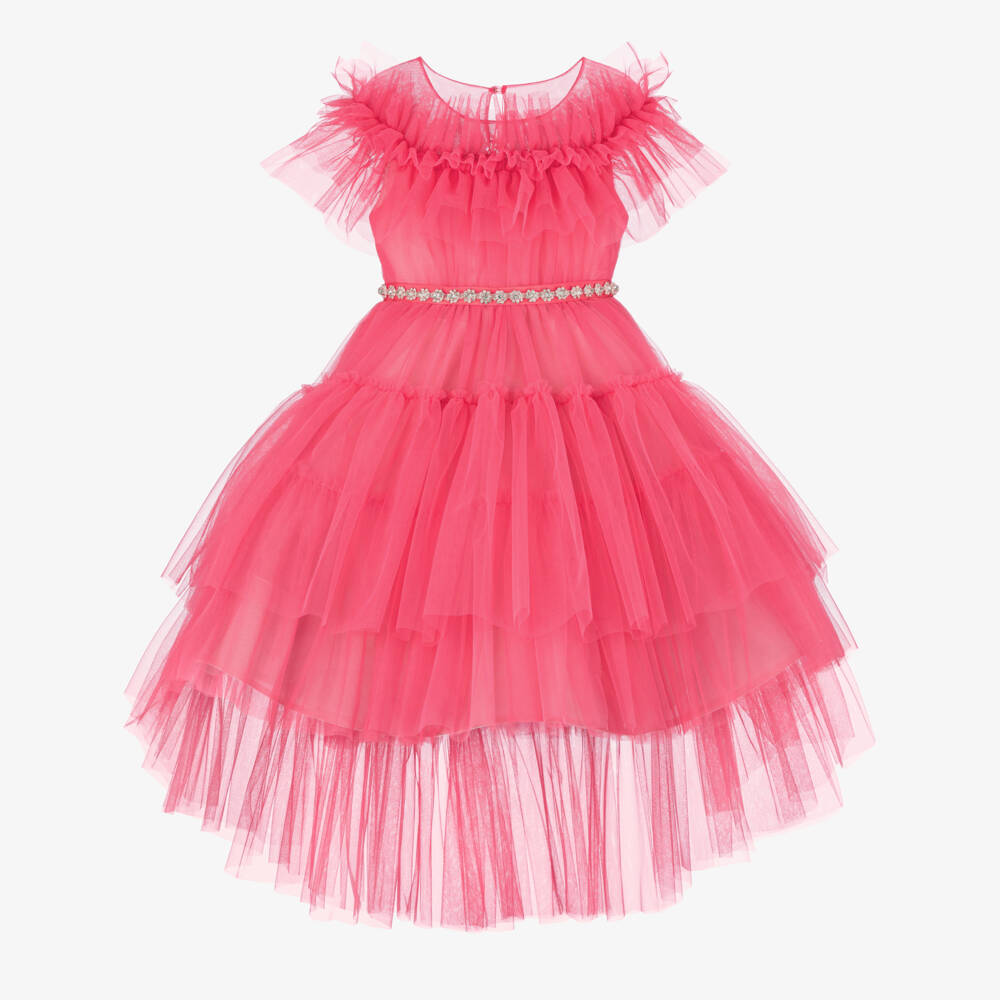 Marchesa Kids Couture-Girls Rosy Tulle Layered Gown | Childrensalon Outlet