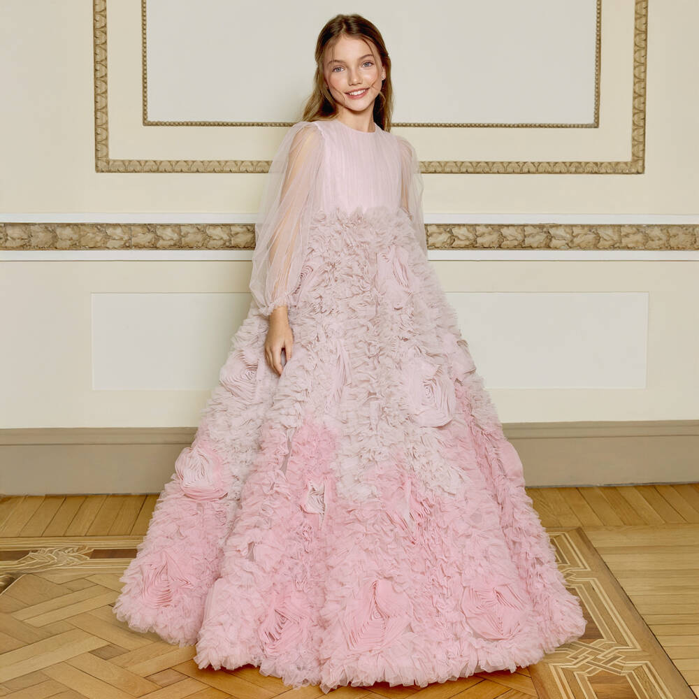 Marchesa Kids Couture-Girls Tulle Gown with Ruffles | Childrensalon Outlet