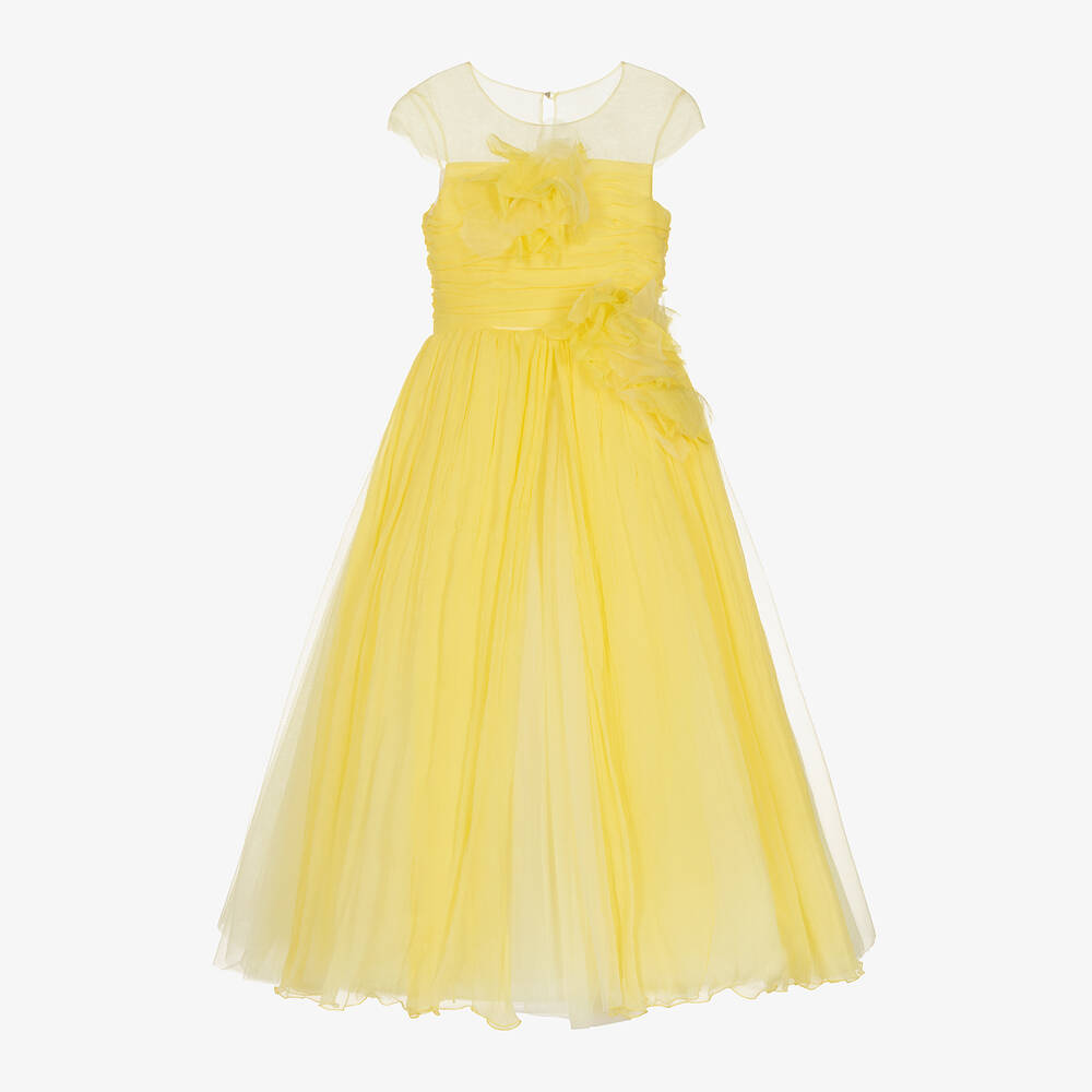 Marchesa Kids Couture-Girls Yellow Silk Dress | Childrensalon Outlet