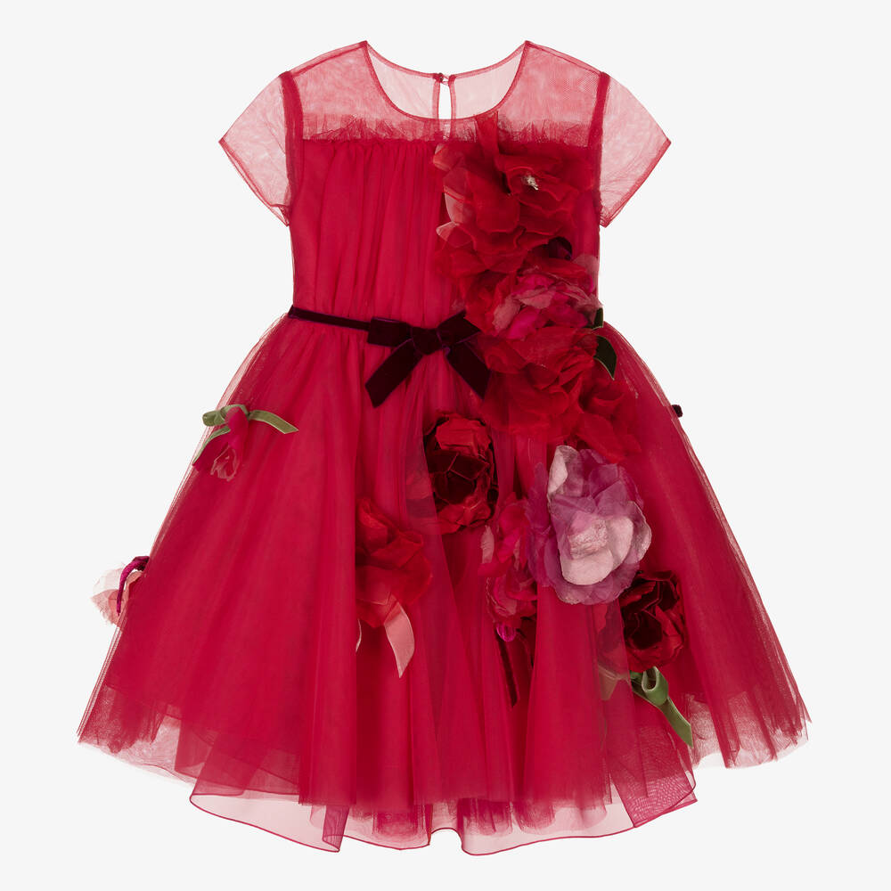 Marchesa Kids Couture - Розовое платье из тюля с цветами | Childrensalon