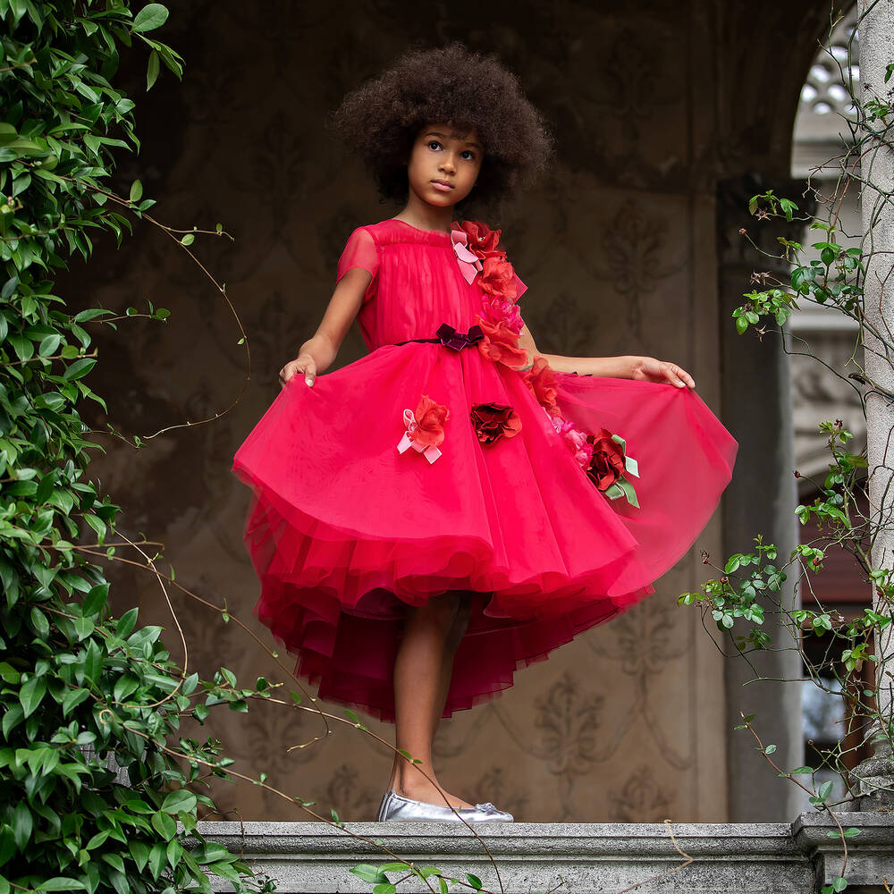 MARCHESA KIDS COUTURE rose-embroidery tulle gown - Neutrals