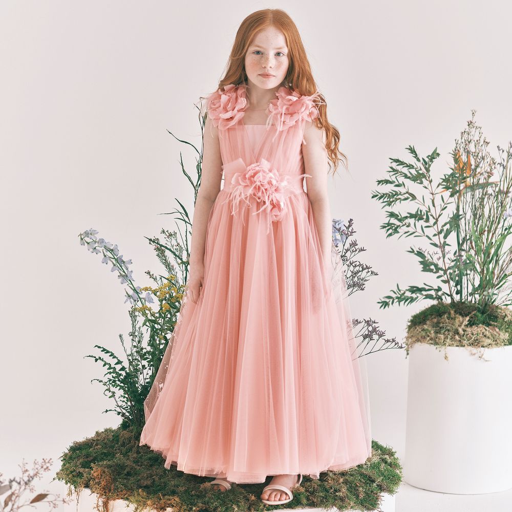 Marchesa Kids Couture Pink Tulle Organza Dress Childrensalon