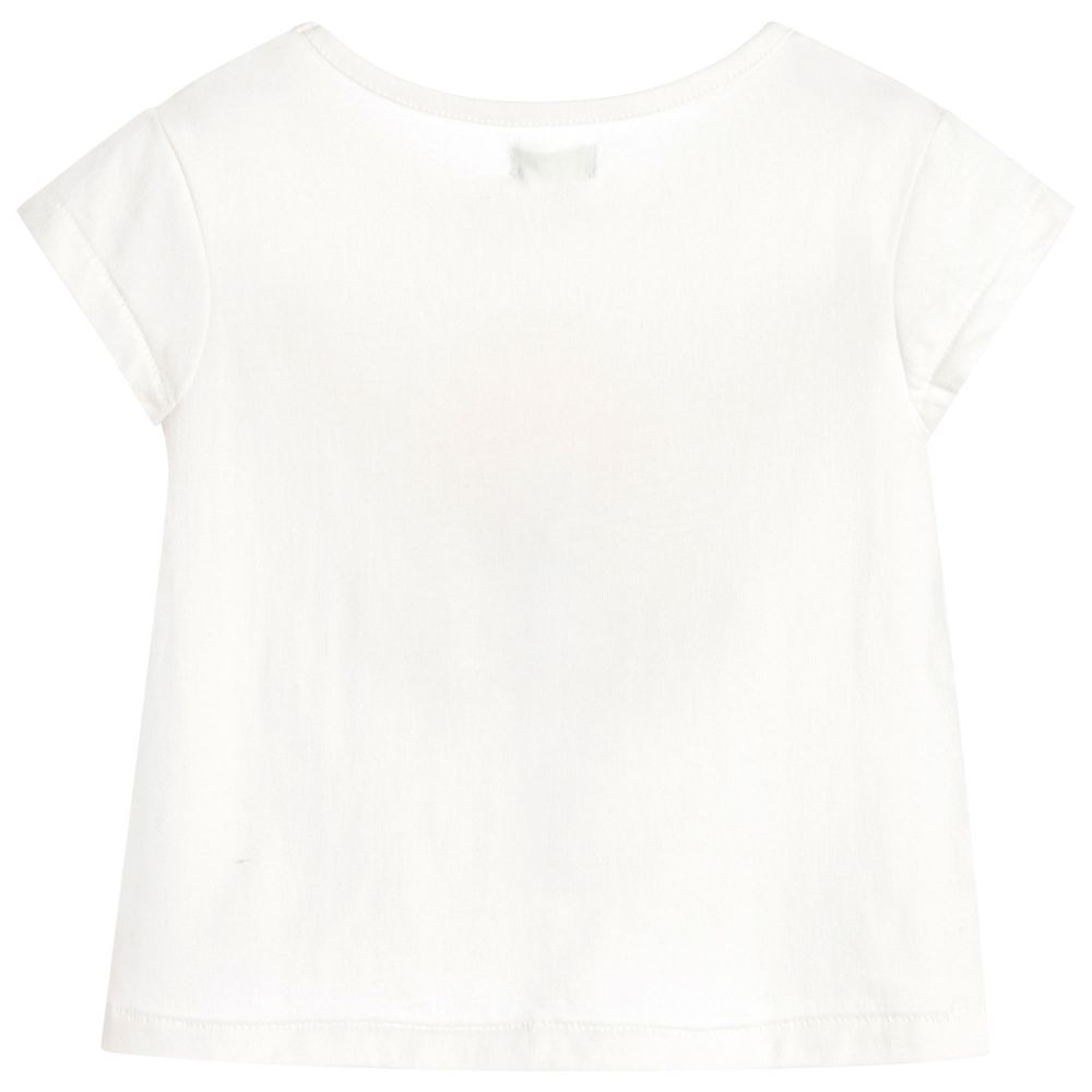 Margherita Kids-Girls White Bee T-Shirt  | Childrensalon Outlet