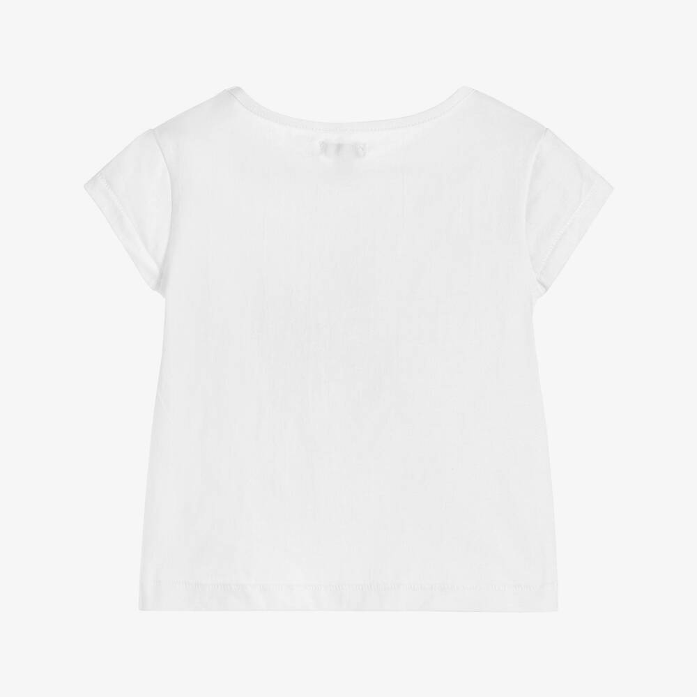 Margherita Kids-Girls White Daisy T-Shirt | Childrensalon Outlet