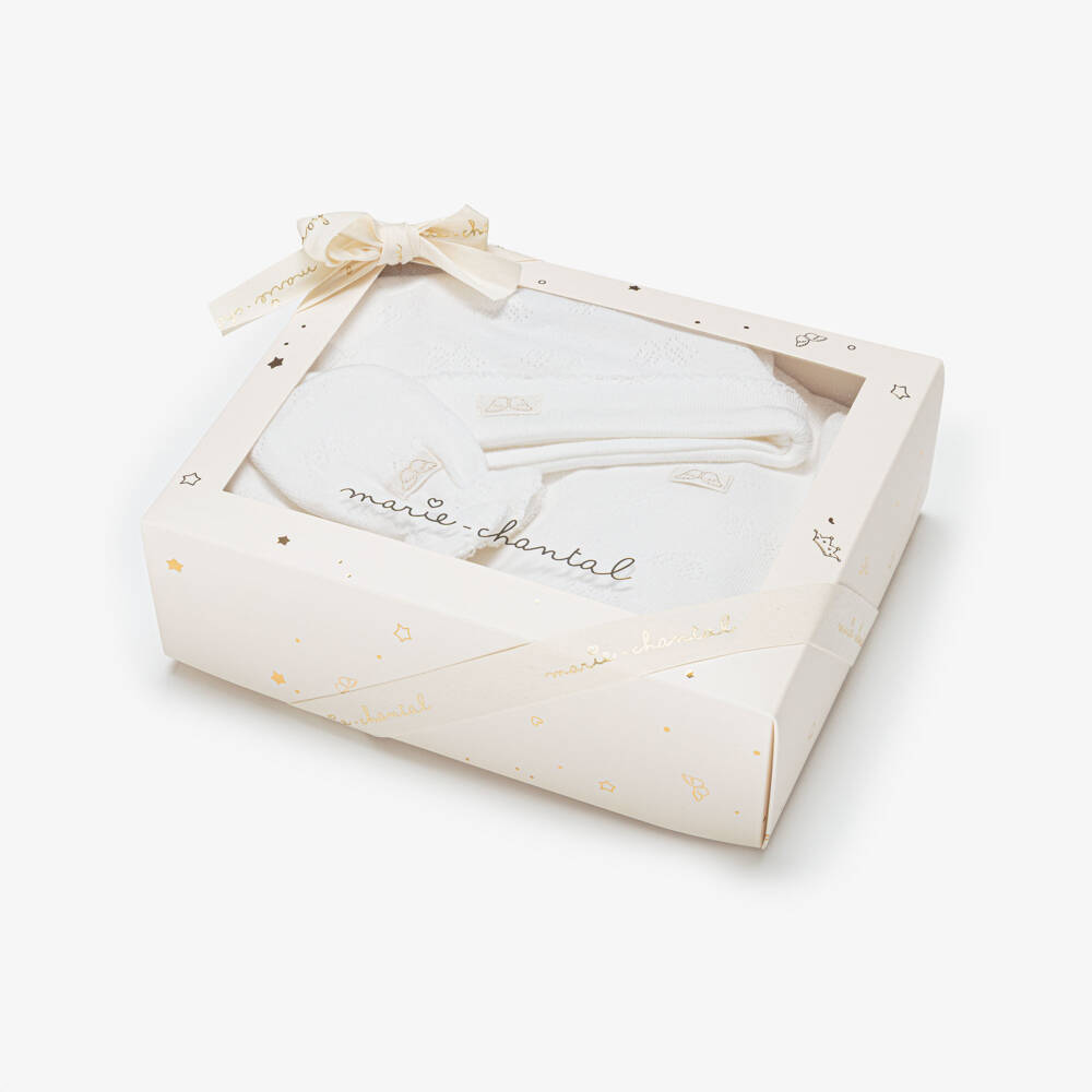 Marie-Chantal-Babysuit, hat and mittens set in a gift box | Childrensalon Outlet