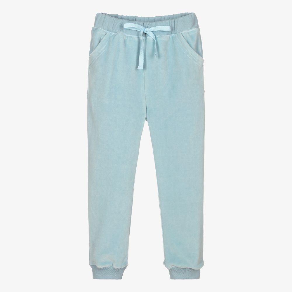 Marie-Chantal-Blue Cotton Velour Joggers | Childrensalon Outlet