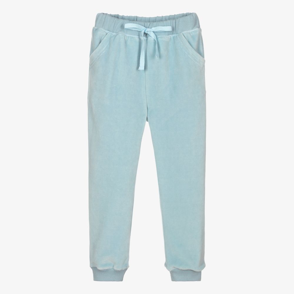 Marie-Chantal - Jogging bleu en velours de coton | Childrensalon