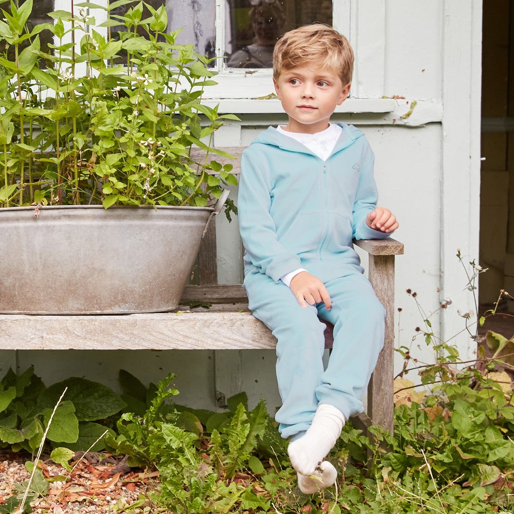Marie Chantal Blue Cotton Velour Joggers Childrensalon Outlet