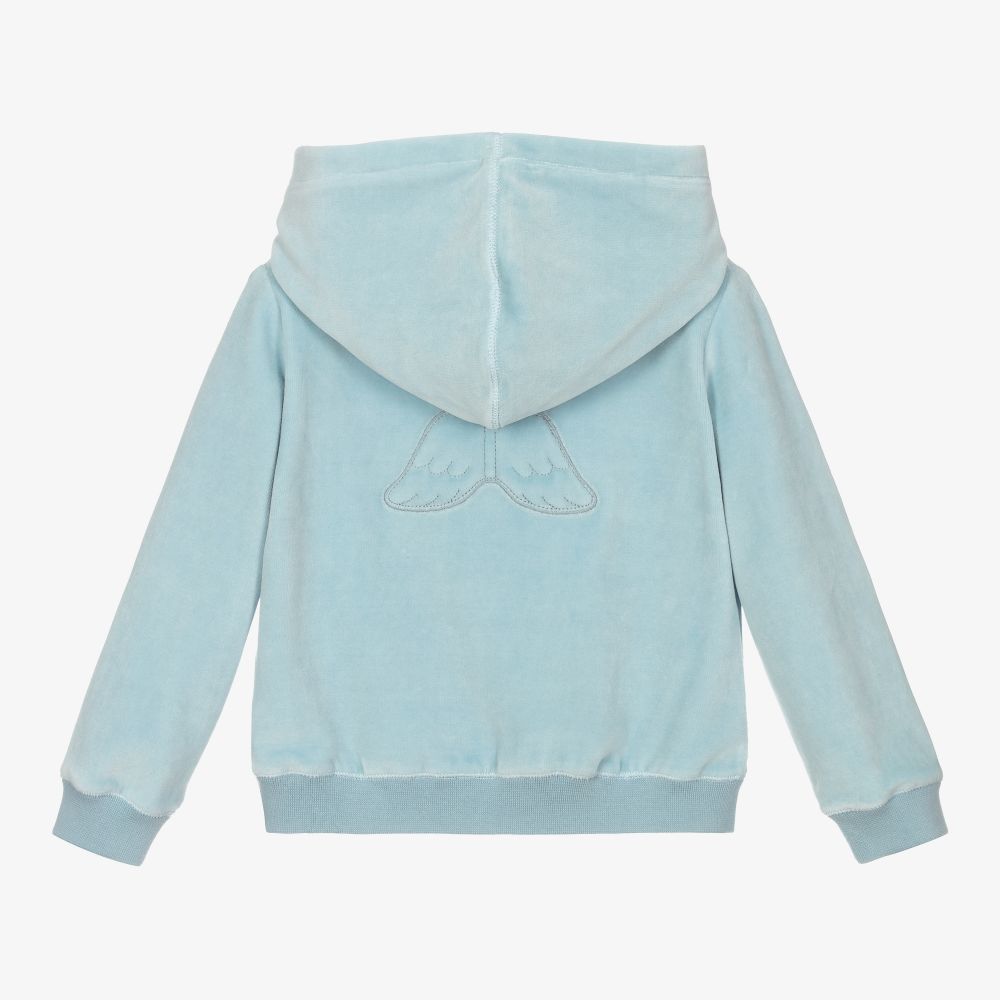 Marie-Chantal-Blue Cotton Velour Zip-Up Top | Childrensalon Outlet
