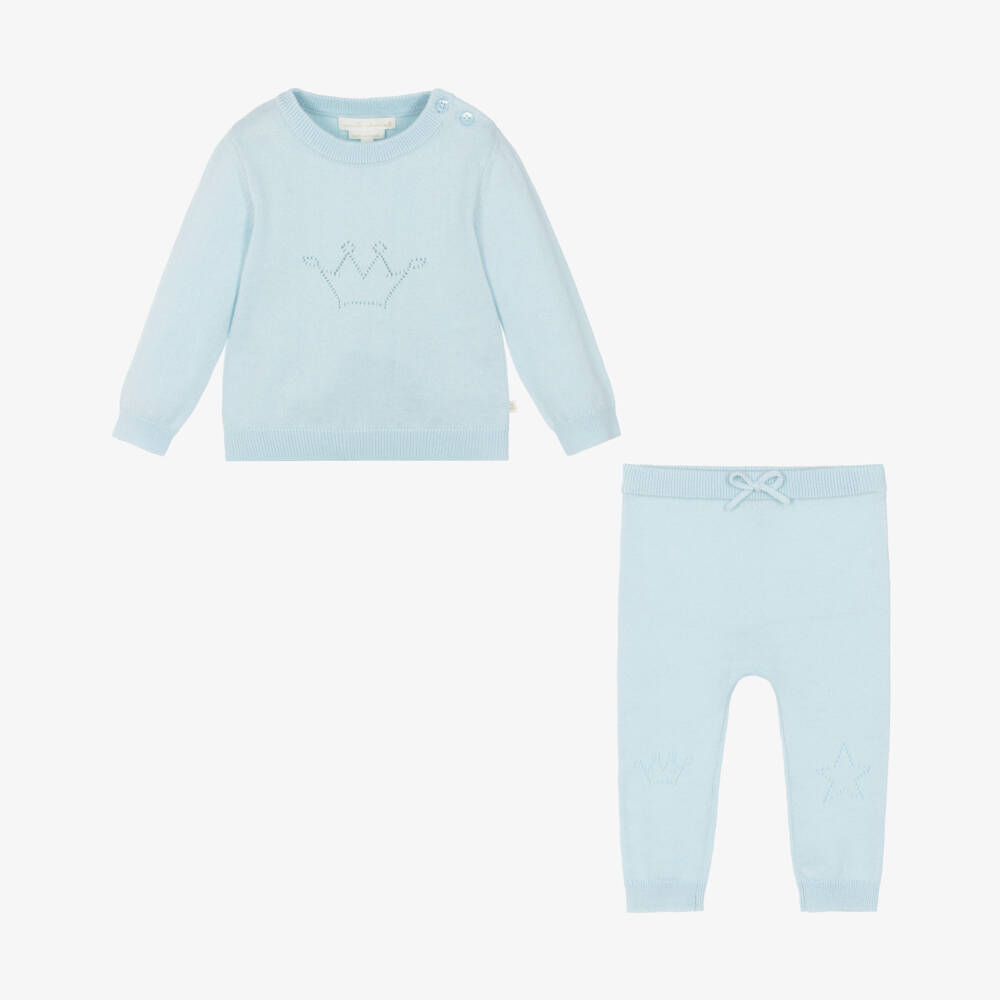 Marie-Chantal-Комплект из вязаного хлопка синие брюки | Childrensalon Outlet