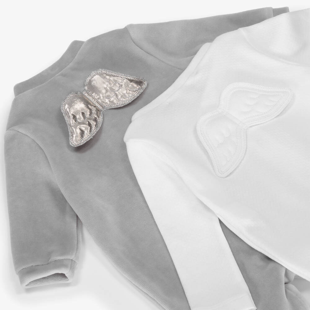 Marie-Chantal-Boys Angel Wing Grey Sleepsuit Set | Childrensalon Outlet