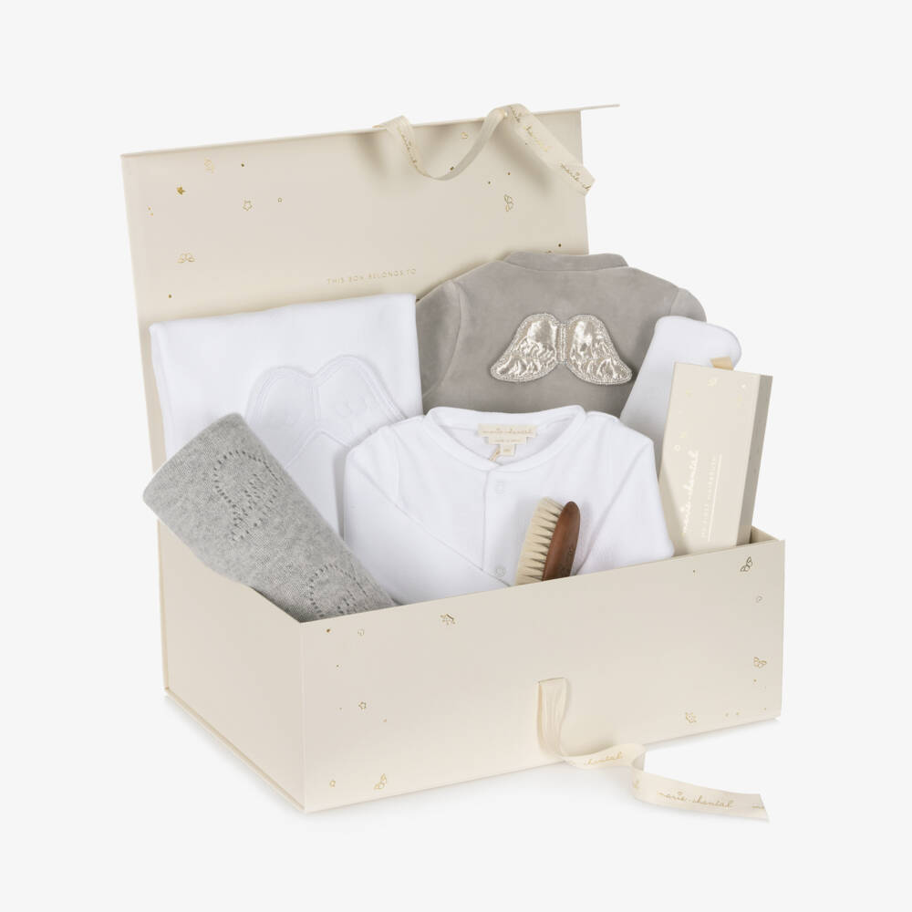 Marie-Chantal-Boys Angel Wing Grey Sleepsuit Set | Childrensalon Outlet