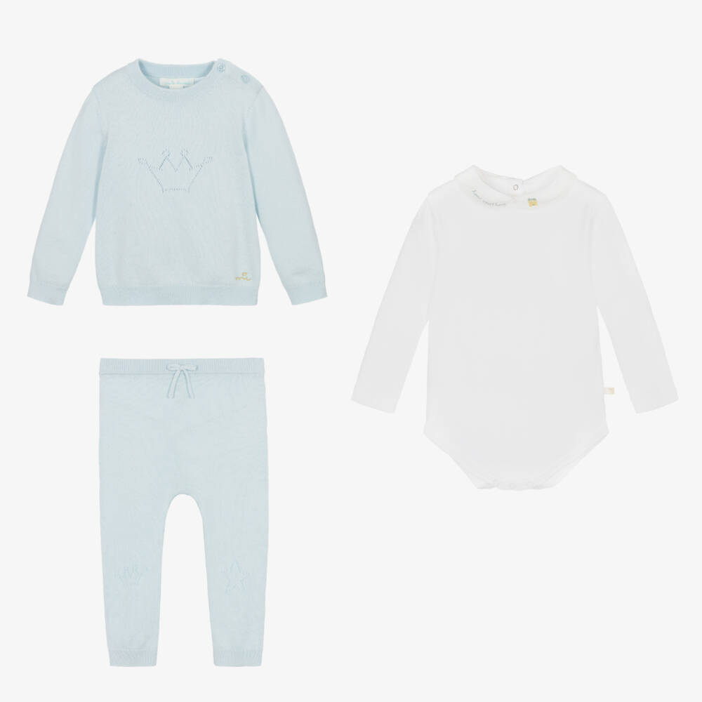 Marie-Chantal-Boys Blue Cozy Knit Ensemble | Childrensalon Outlet
