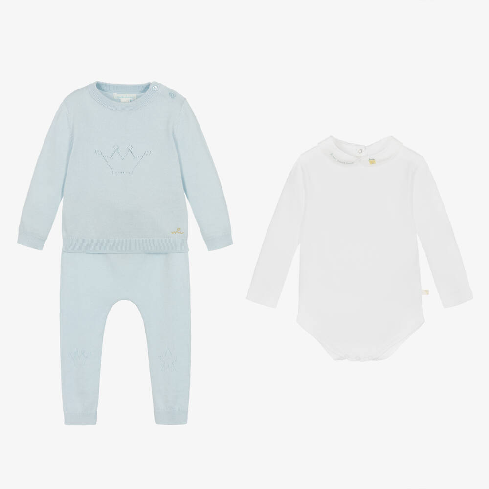 Marie-Chantal-Уютный вязаный комплект синий для мальчиков | Childrensalon Outlet