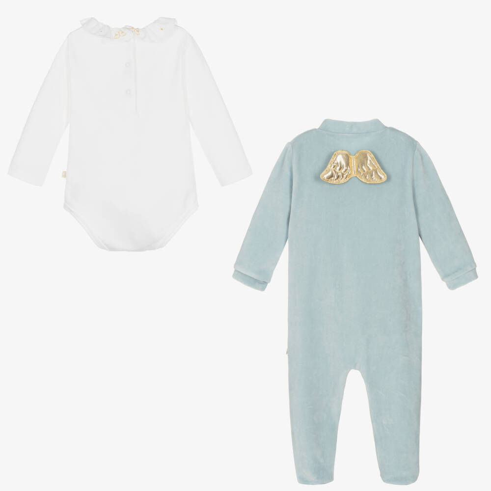 Marie-Chantal-Комплект из велюра синие крылья для мальчиков | Childrensalon Outlet