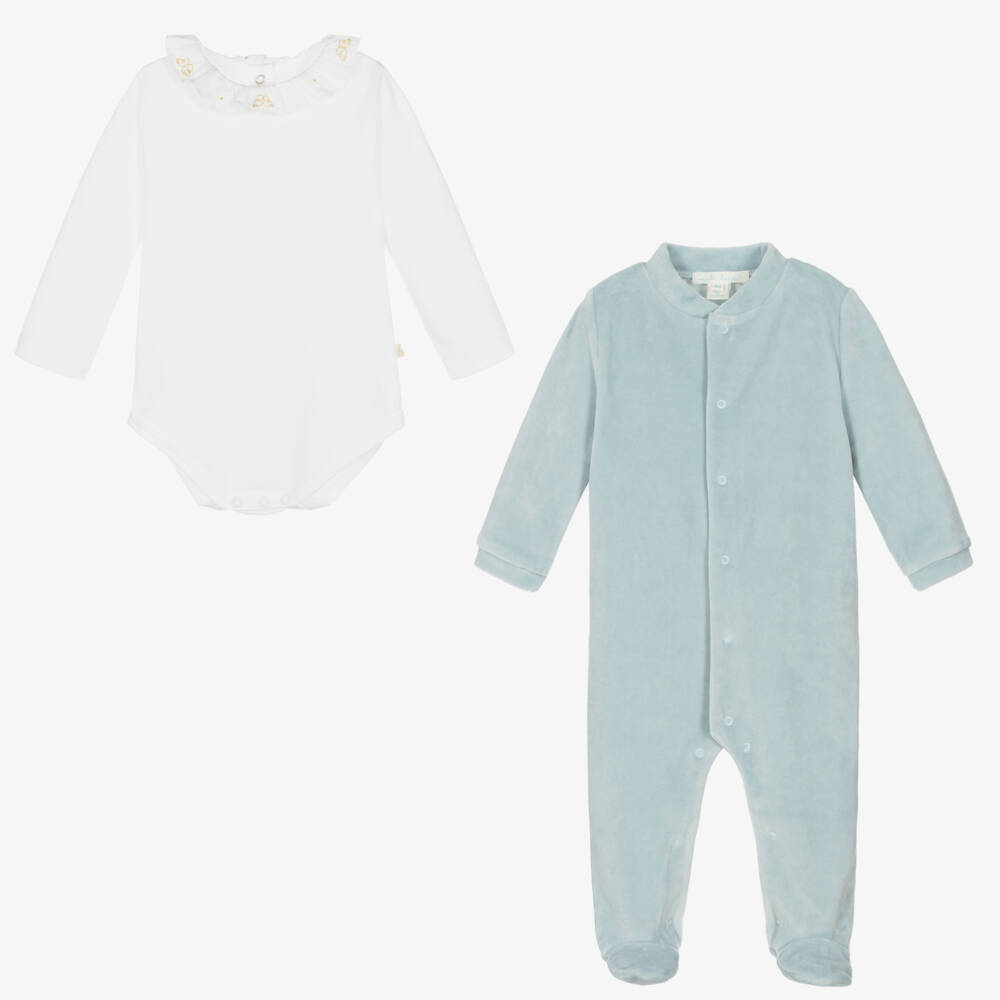 Marie-Chantal-Комплект из велюра синие крылья для мальчиков | Childrensalon Outlet