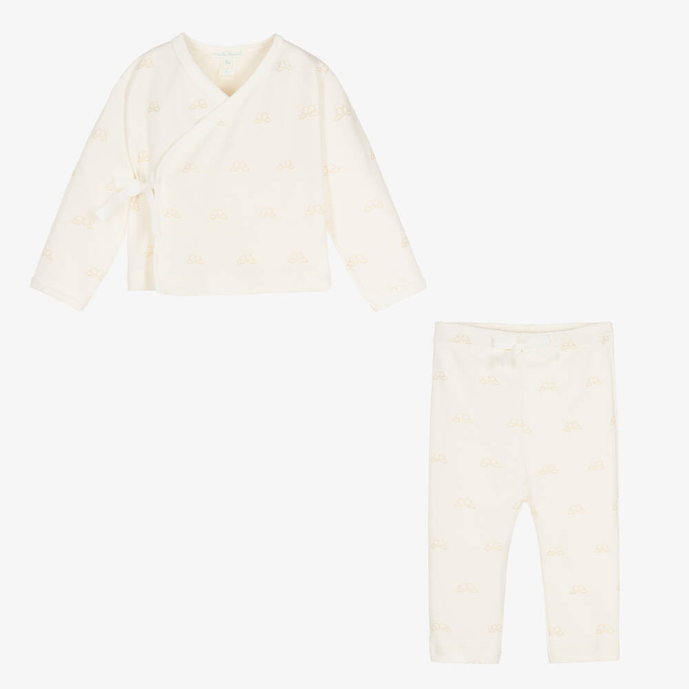 Marie-Chantal-Boys Ivory Angel Wing Babygrow Set | Childrensalon Outlet