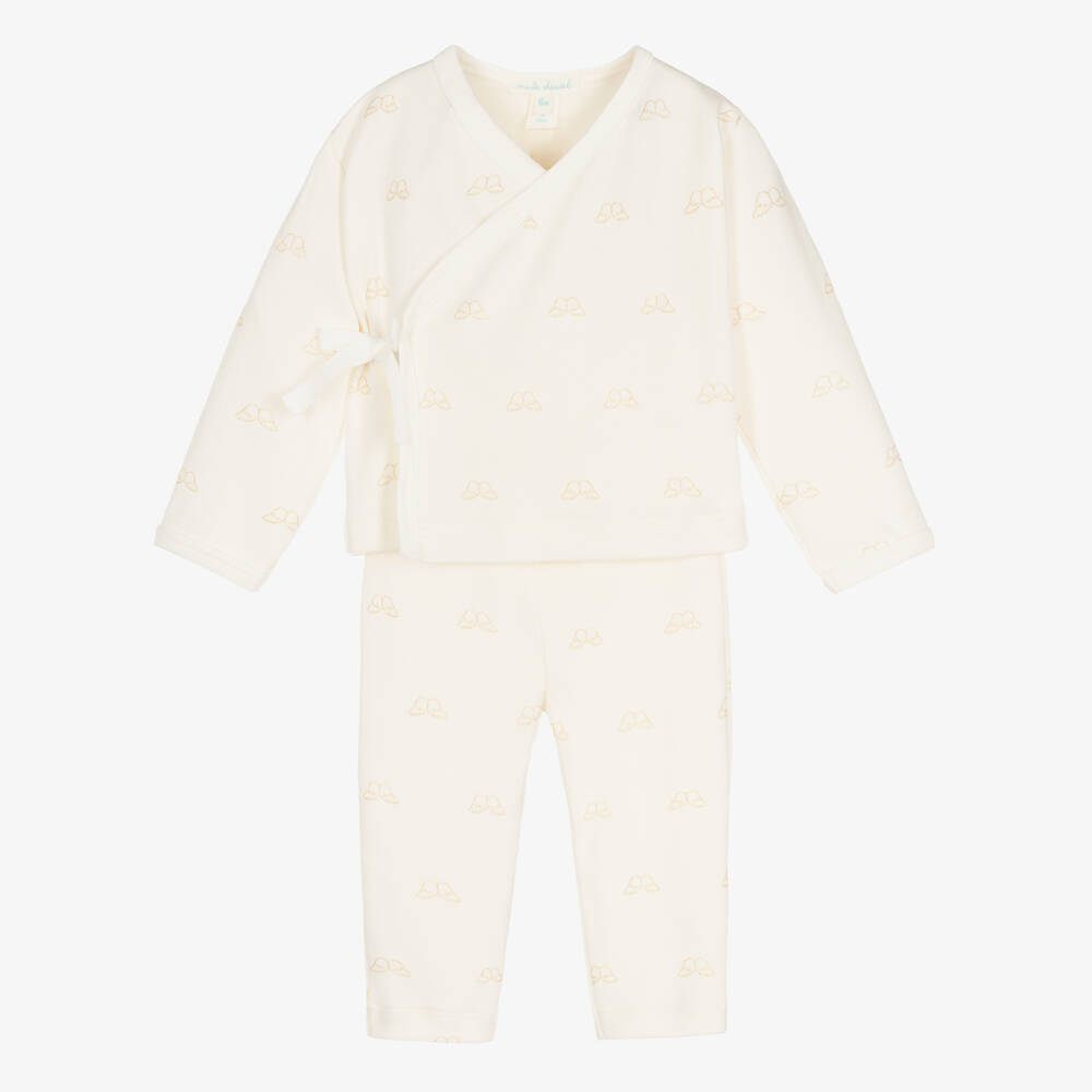 Marie-Chantal-Boys Ivory Angel Wing Babygrow Set | Childrensalon Outlet