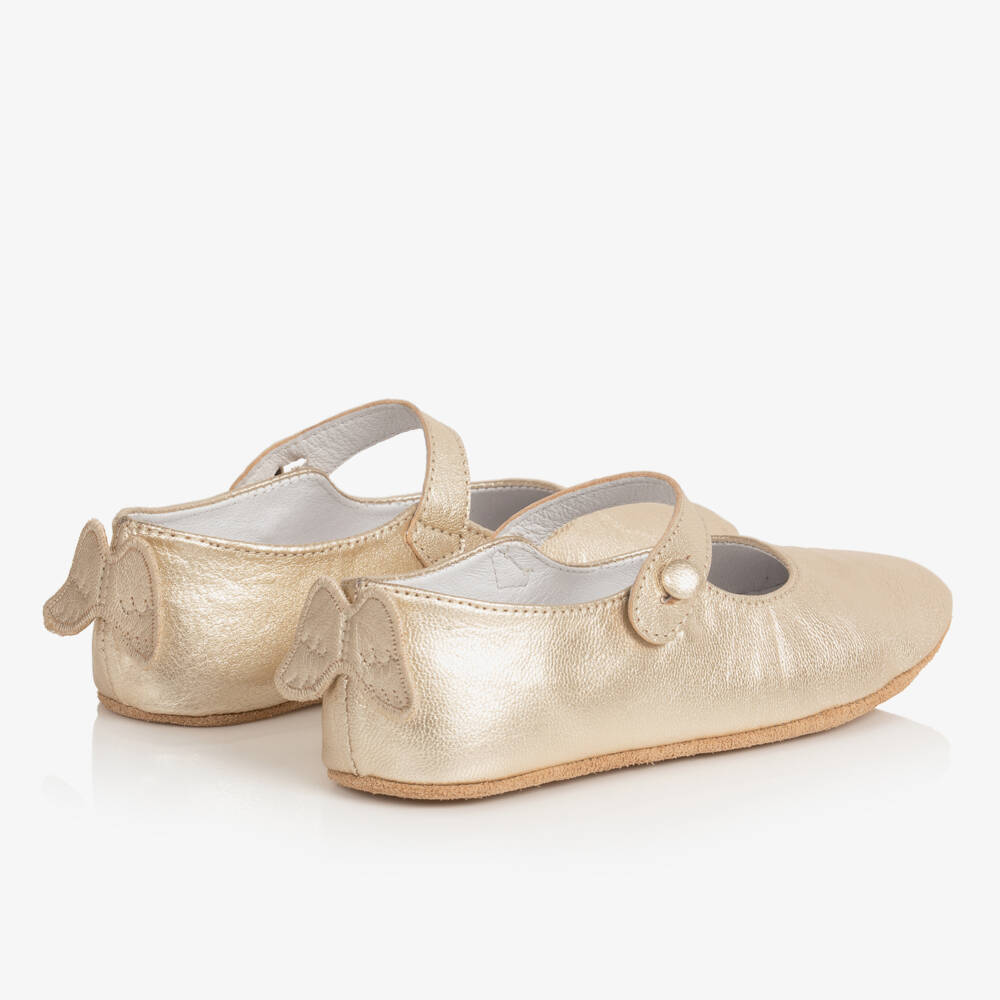 Marie-Chantal-Girls Elegant Gold Leather Flats | Childrensalon Outlet