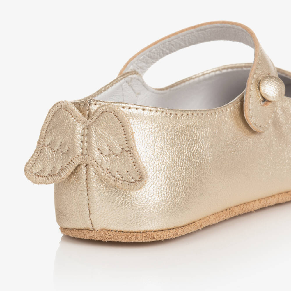 Marie-Chantal-Girls Elegant Gold Leather Flats | Childrensalon Outlet