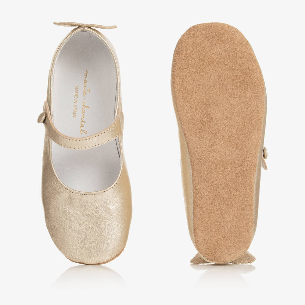 Marie-Chantal-Girls Elegant Gold Leather Flats | Childrensalon Outlet