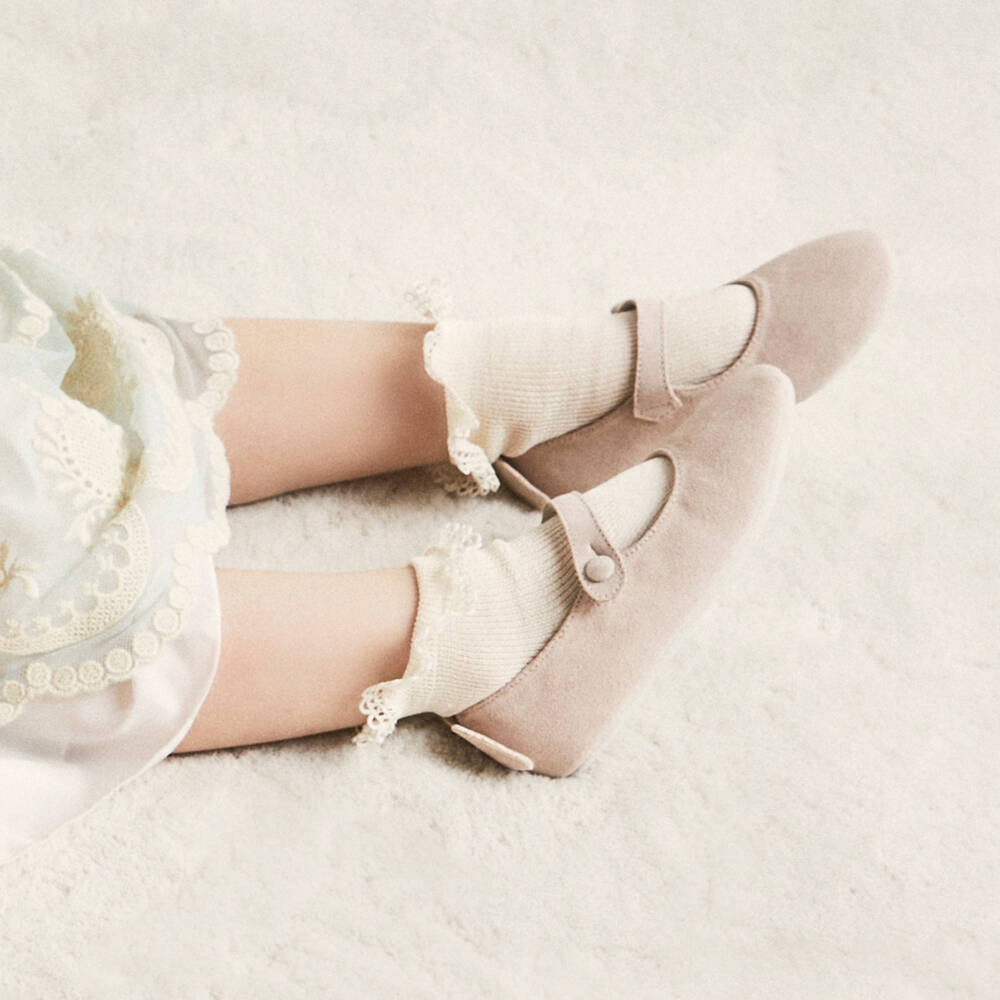 Marie-Chantal-حذاء ماري جين من الجلد الوردي للبنات | Childrensalon Outlet