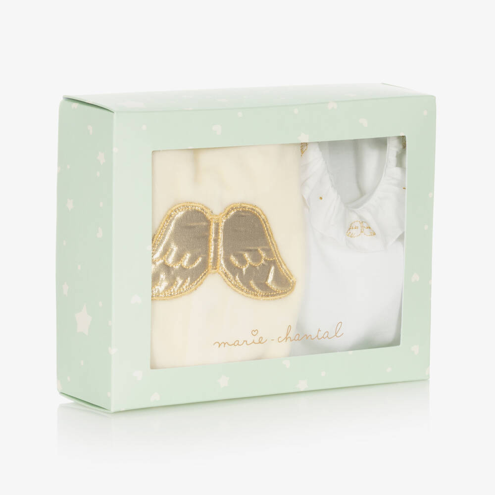 Marie-Chantal-طقم مخمل عاجي بأجنحة ملائكية | Childrensalon Outlet