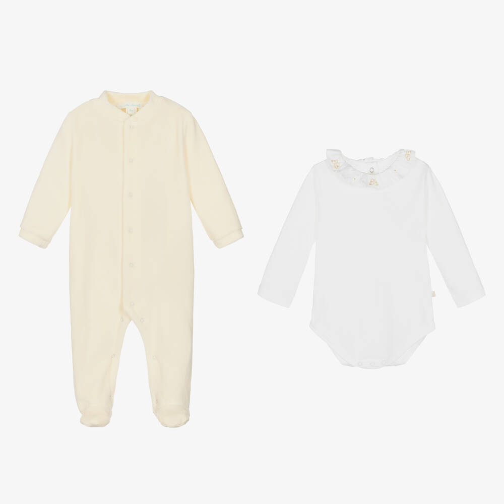 Marie-Chantal-طقم مخمل عاجي بأجنحة ملائكية | Childrensalon Outlet