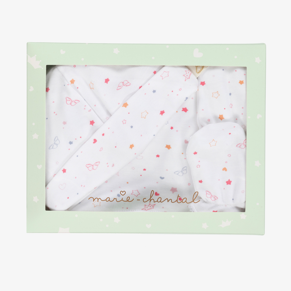 ماري شانتال-طقم هدية أطفال بناتي قطن بيما لون أبيض | Childrensalon Outlet