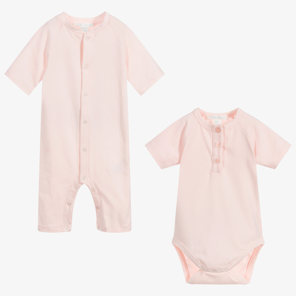 Marie-Chantal - Pink Babygrow & Bodyvest Set | Childrensalon