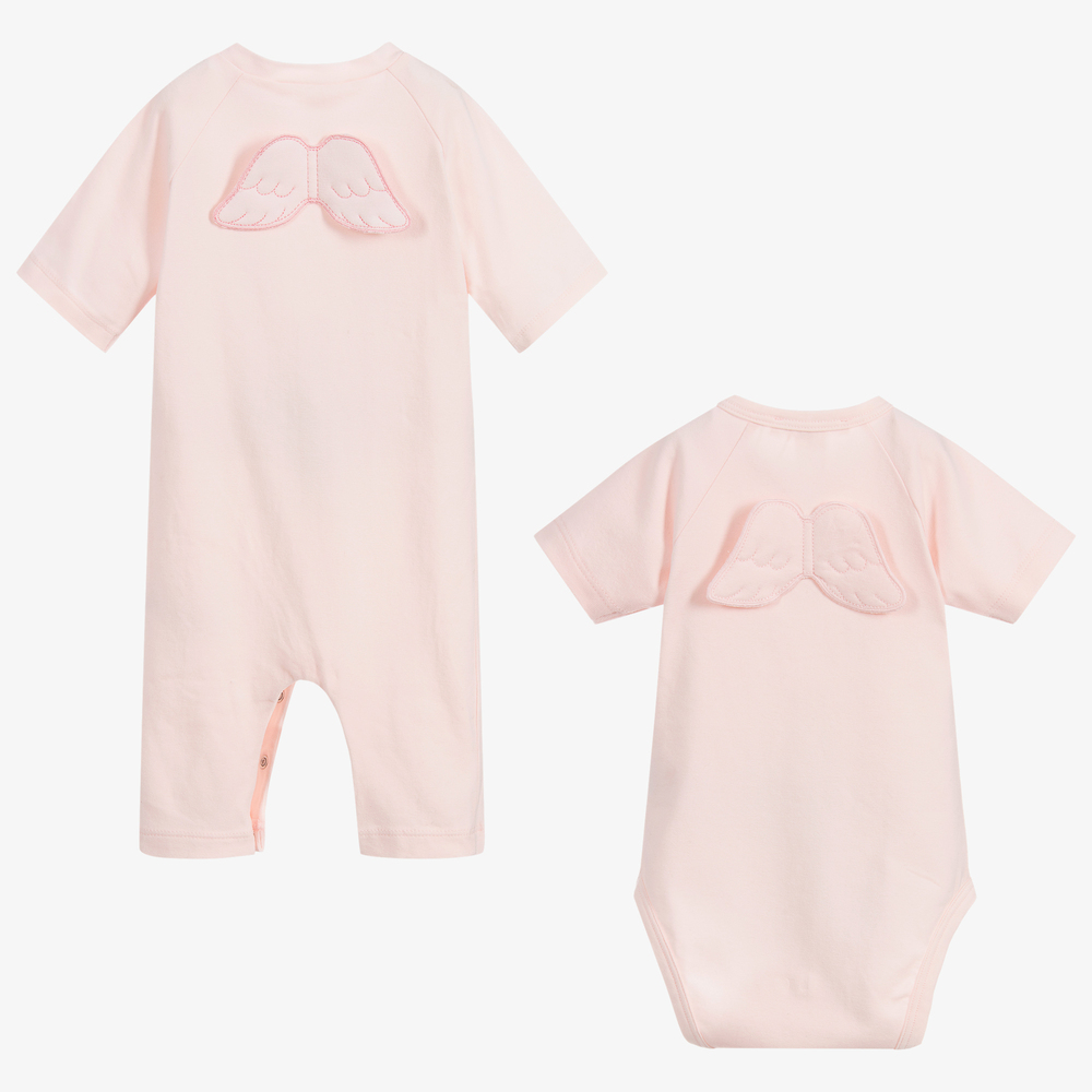 Marie-Chantal-Pink Babygrow & Bodyvest Set | Childrensalon Outlet