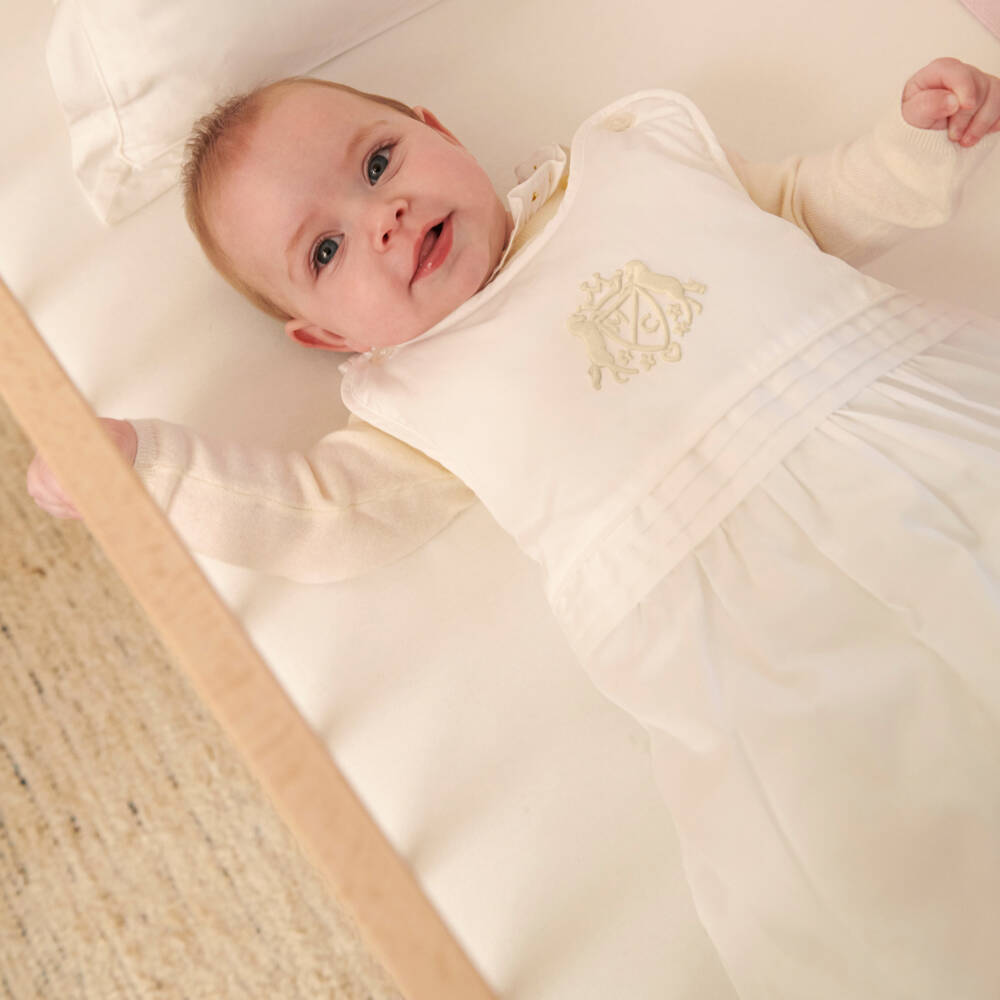 Marie-Chantal-White Cotton Sleeping Bag (68cm) | Childrensalon Outlet