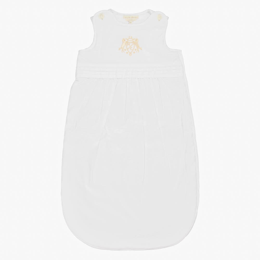 Marie-Chantal-White Cotton Sleeping Bag (68cm) | Childrensalon Outlet