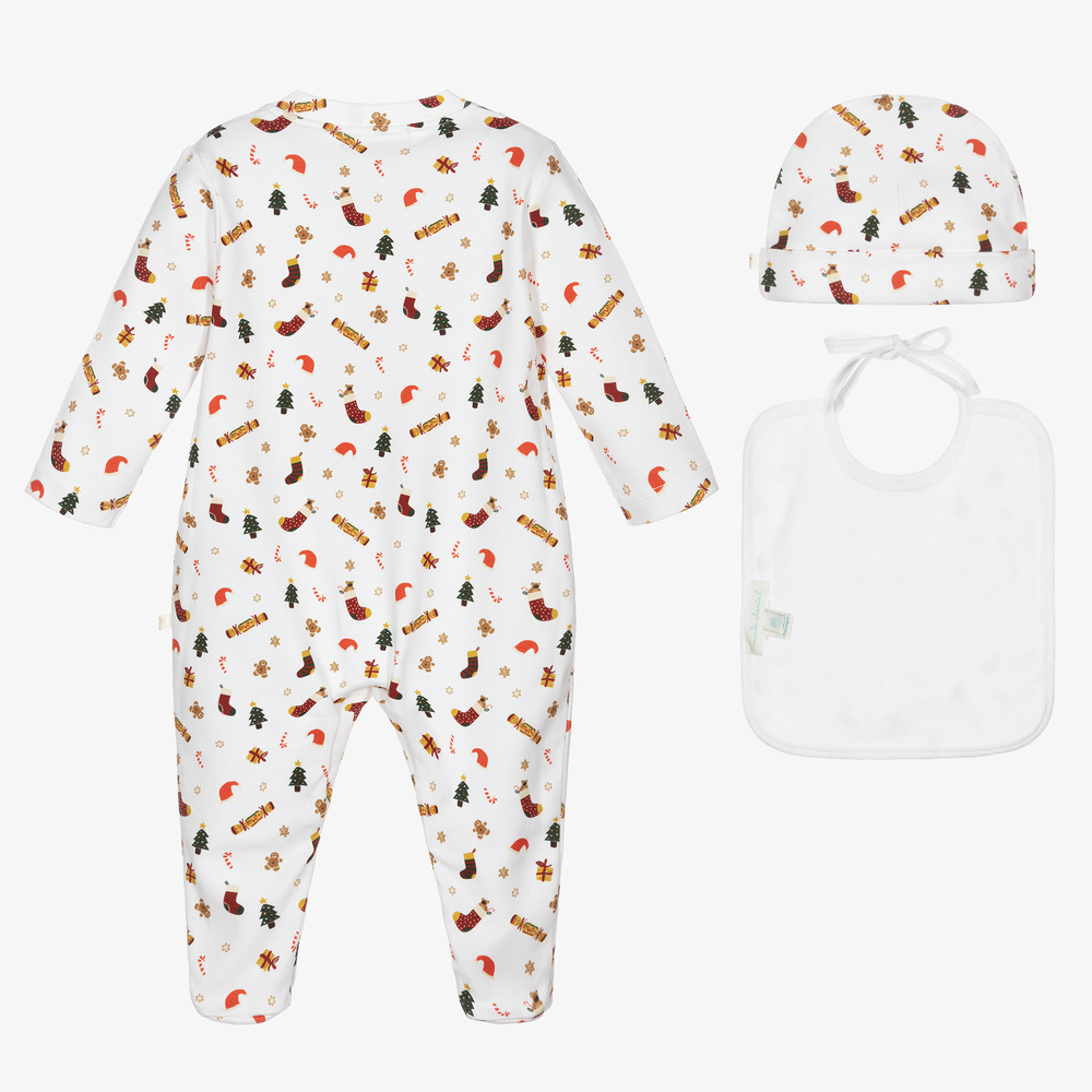 Marie-Chantal-White Festive Babygrow Set | Childrensalon Outlet