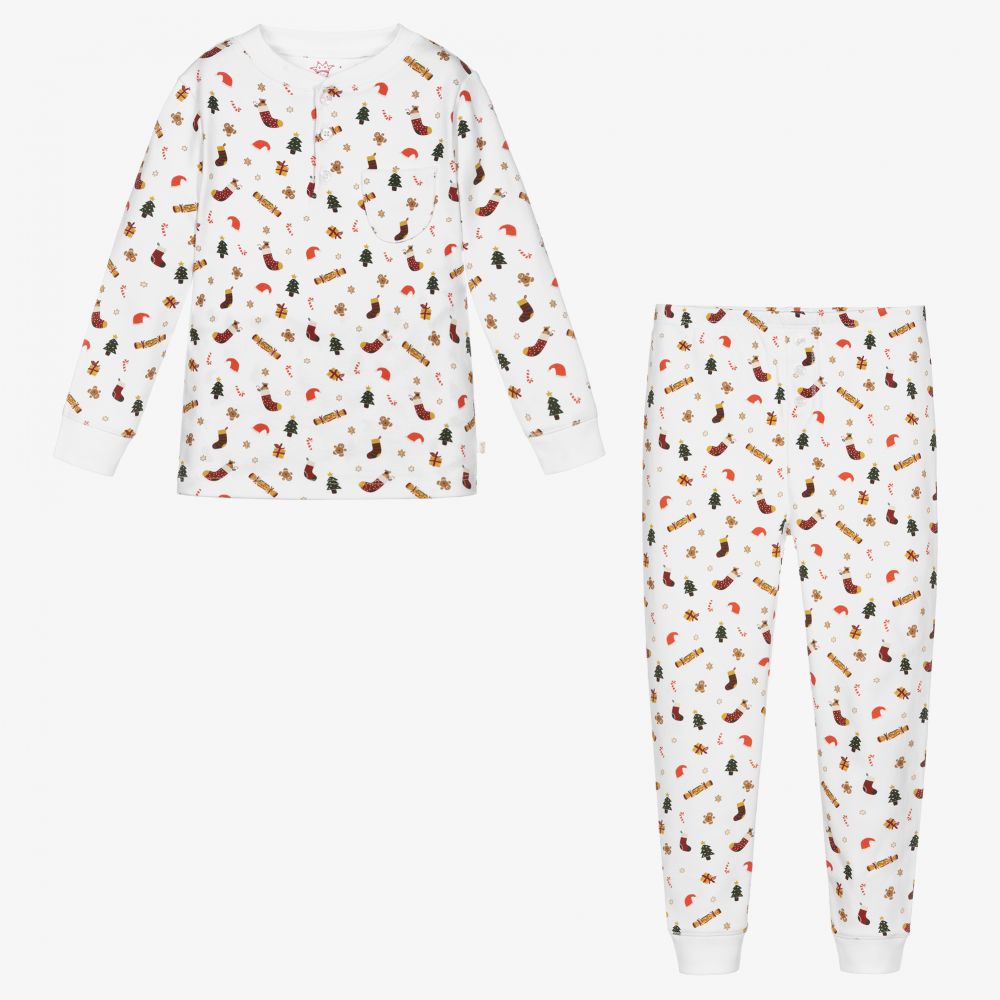 Marie-Chantal-بيجاما قطن عضوي لون أبيض | Childrensalon Outlet