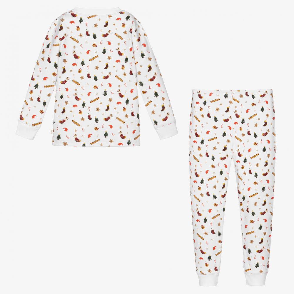Marie-Chantal-بيجاما قطن عضوي لون أبيض | Childrensalon Outlet